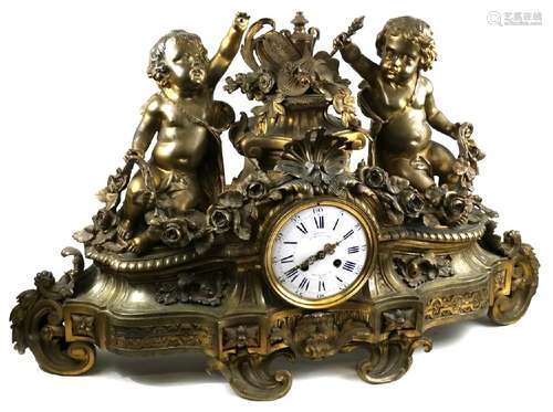 19th C. Vernet French Cherub Mantle Clock