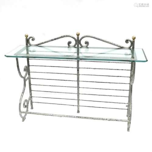 Wrought Iron Glass Top Console