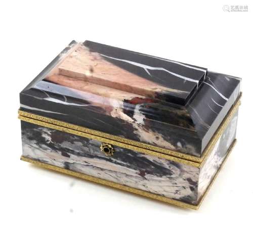 French Bronze Dore and Marble Hinged Box