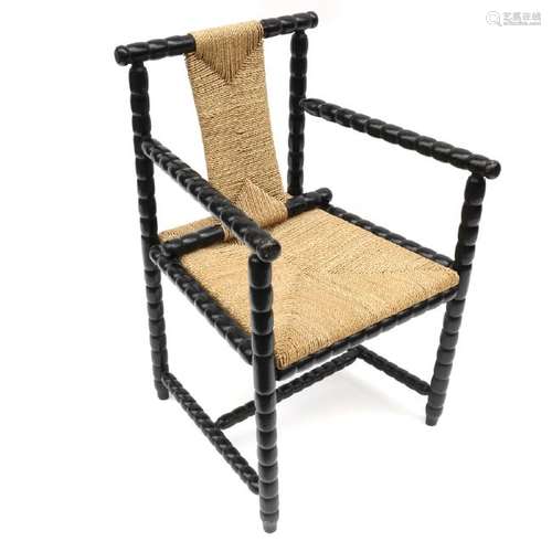 Modern Twist-Form Rushed Seat Chair