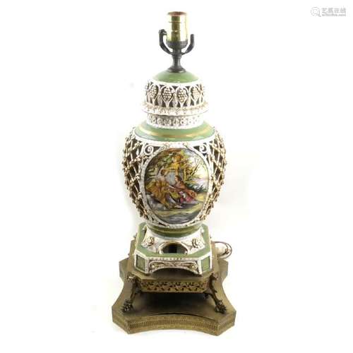 Porcelain Decorated Pierced-Form Lamp