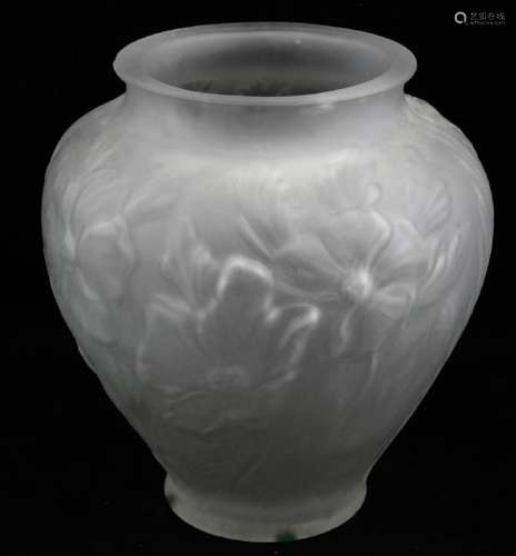 Art Glass Frosted Decorated Vase