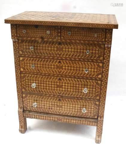 Tramp Art-Style Inlaid Chest