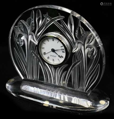 Lalique, France Floral Glass Clock