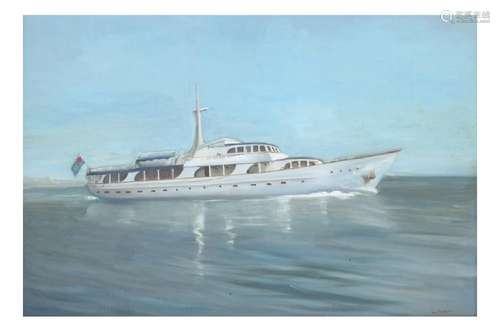 Fontainbleu Yacht, Oil on Canvas