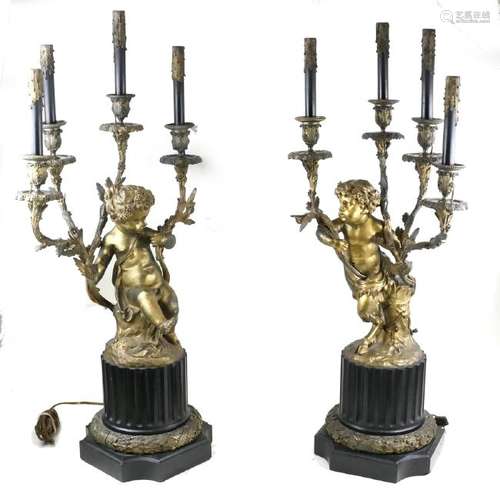 Pair of 19th Century Cherub Candelabra