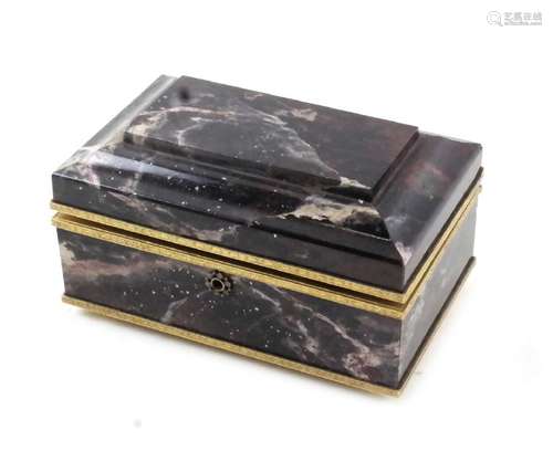 French Bronze Dore and Marble Hinged Box