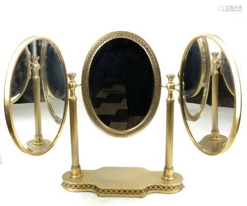 French Bronze Dore, Triptych Vanity Mirror