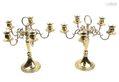 Pair of 5-Light Brass Candelabra