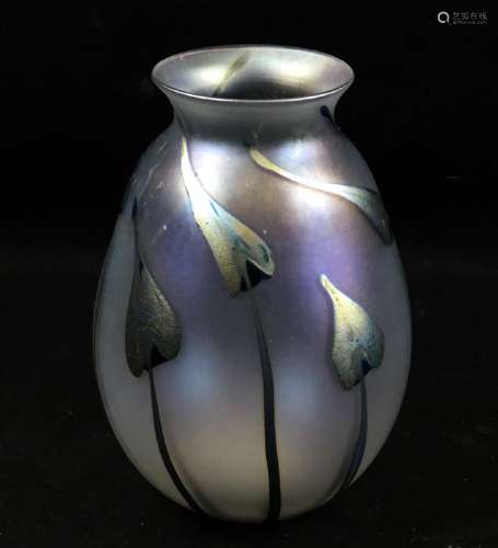 Charles Lotton Art Glass Vase, 1982