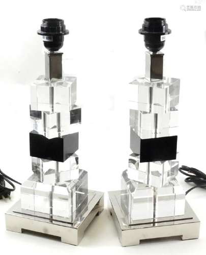 Pair of Modern Lucite Lamps