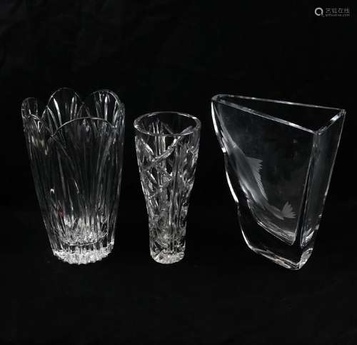 Three Clear Glass Vases