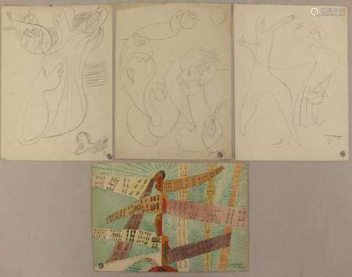 SURVAGE, Leopold. Four (4) Works on Paper.