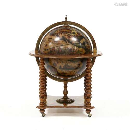 Contemporary Renaissance Style Globe Bar