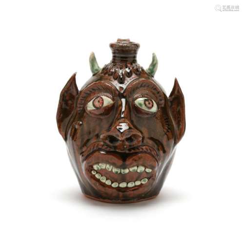 NC Folk Pottery, Albert Hodge Devil Face Jug