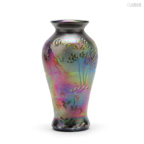 Fenton, Hand Painted Art Glass Vase