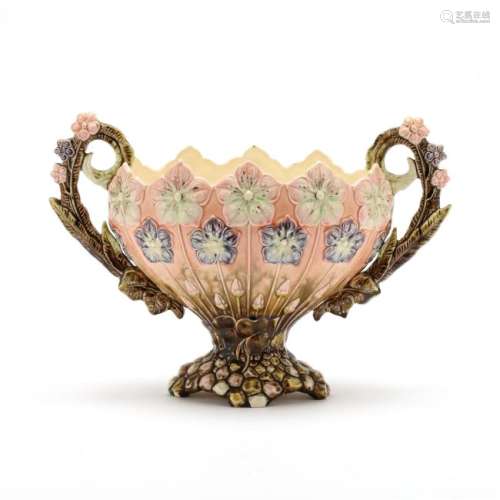 Majolica Vintage Floral Center Vase