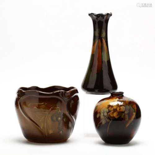 Three Pieces of Weller Louwelsa Art Pottery