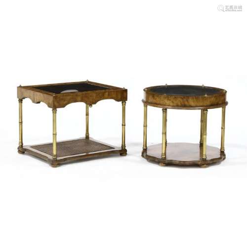 Two Proviencial Glass Top Side Tables