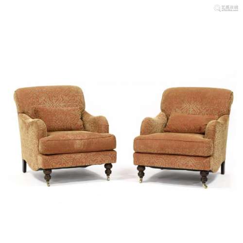 Cisco, Pair of Over-Upholstered Club Chairs
