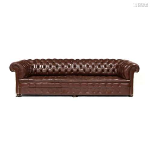 Custom Nine Foot Leather Chesterfield Sofa