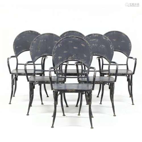 Set of Six Distressed Bistro Chairs
