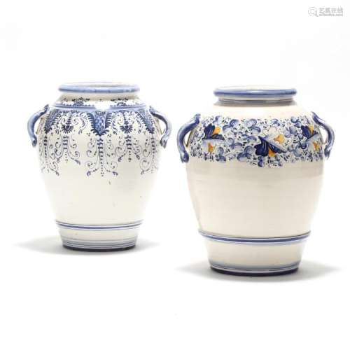 Two Faience Urns