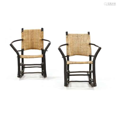 Pair of Twig Folk Art Rocking Chairs