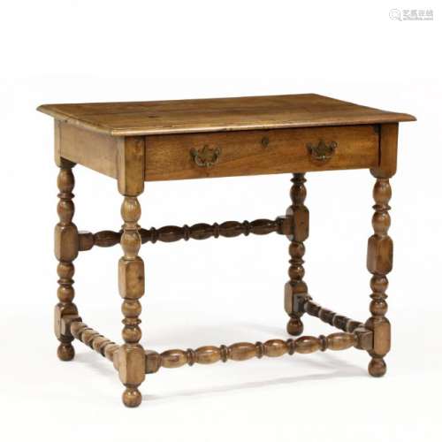 William and Mary Style One Drawer Walnut Writing Table