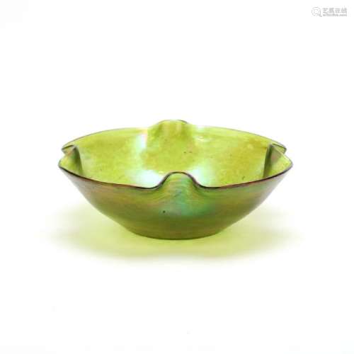 att. Loetz, Green Art Glass Bowl