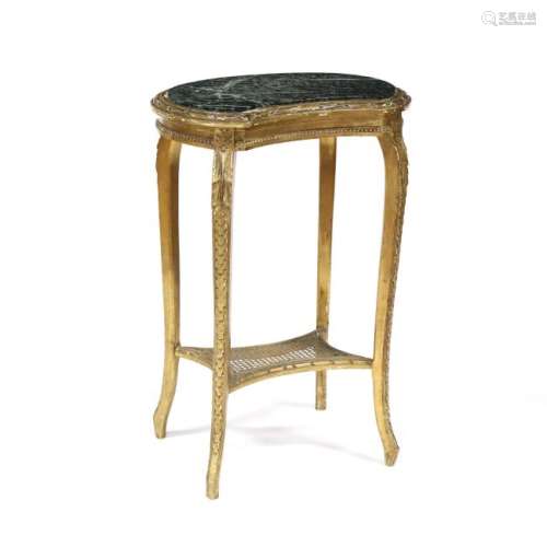 French Classical Marble Top Kidney Shaped Table