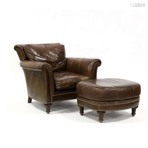 Ferguson Copeland, Leather Club Chair and Ottoman