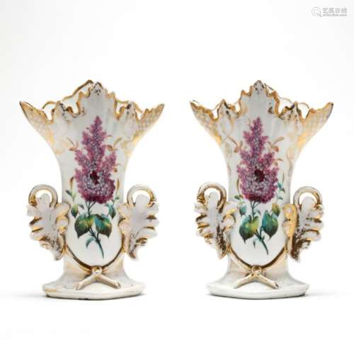 Pair of Paris Porcelain Mantle Vases