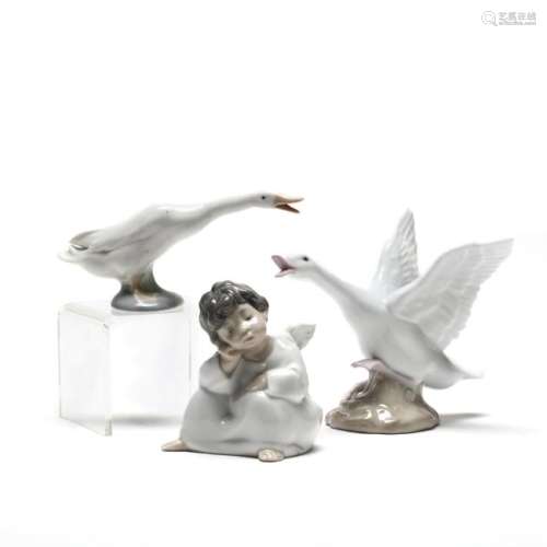 Three Porcelain Figurines incl. Lladro & KPM