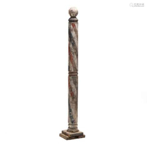 Antique Carved and Painted Barber's Pole