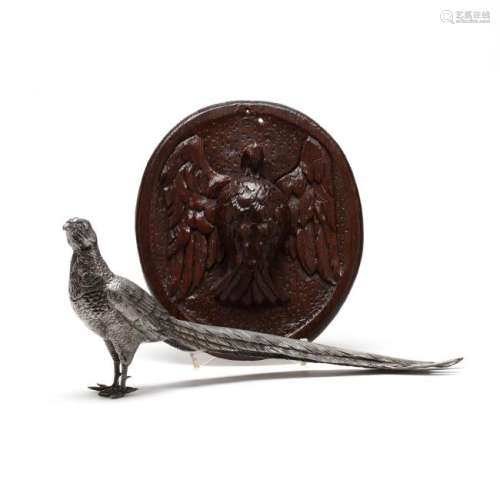 Carved Wood Eagle Plaque and Pheasant
