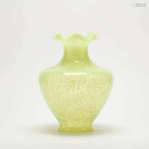 Fenton, Daisy & Fern Large Vaseline Glass Vase