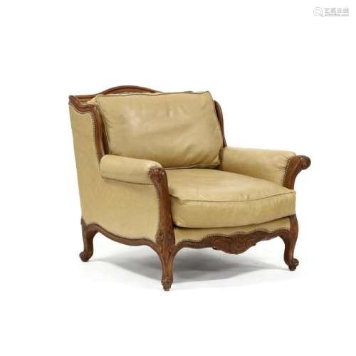 Louis XV Style Oversized Leather Bergere