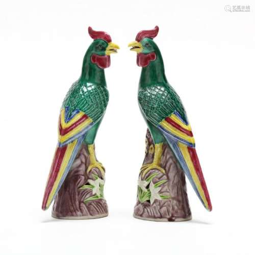 Chinese Export, Pair of Porcelain Birds
