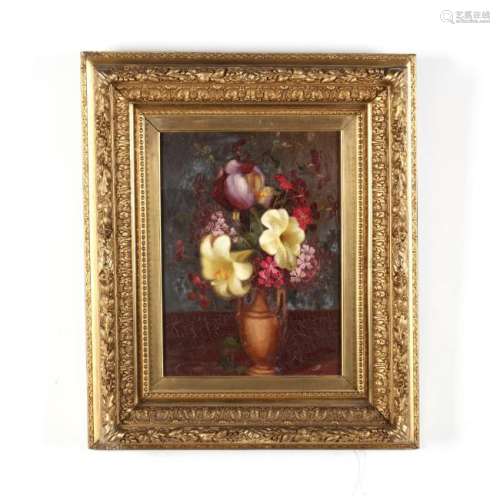 Vintage Painting of Flowers in an Urn