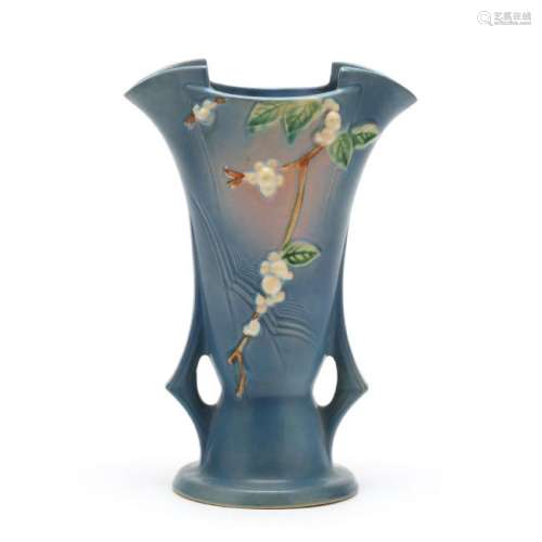 Roseville, Blue Snowberry Vase