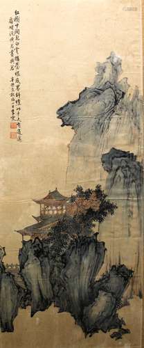 Chinese water color painting on paper, signed Li Wen.