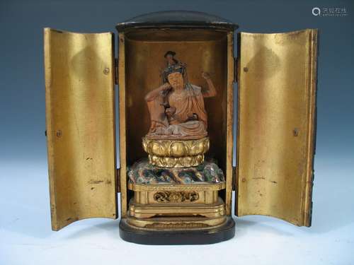 Antique Japanese Traveling Wood Shrine.