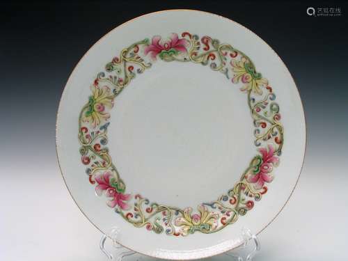 Chinese famille rose porcelain plate, Jiaqing mark.