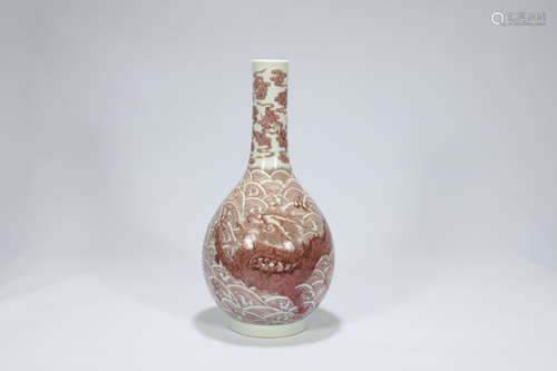 Chinese underglaze red porcelain vase, Qianlong mark.