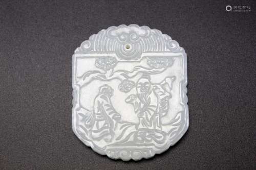 Chinese carved white jade amulet.