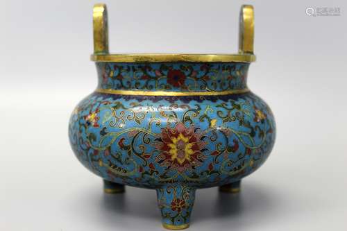 Chinese cloisonne incense burner, Qianlong mark.