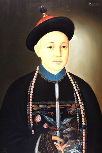 Qing Dynasty court official, oil print on canvas