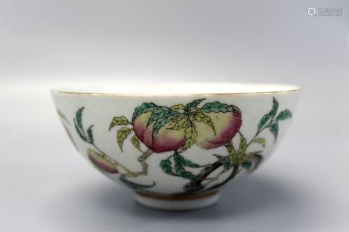 Chinese famille rose porcelain bowl, Guangxu mark.