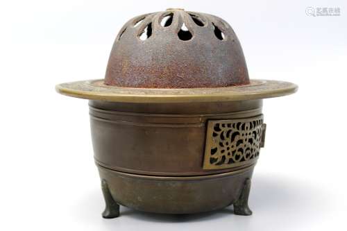 Japanese tripod bronze incense burner.